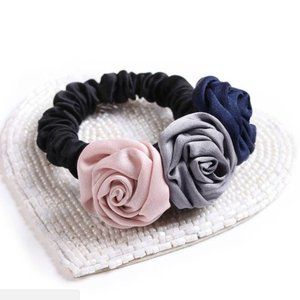 Handmade Rose Flower Hair Elastic Ponytail Holder